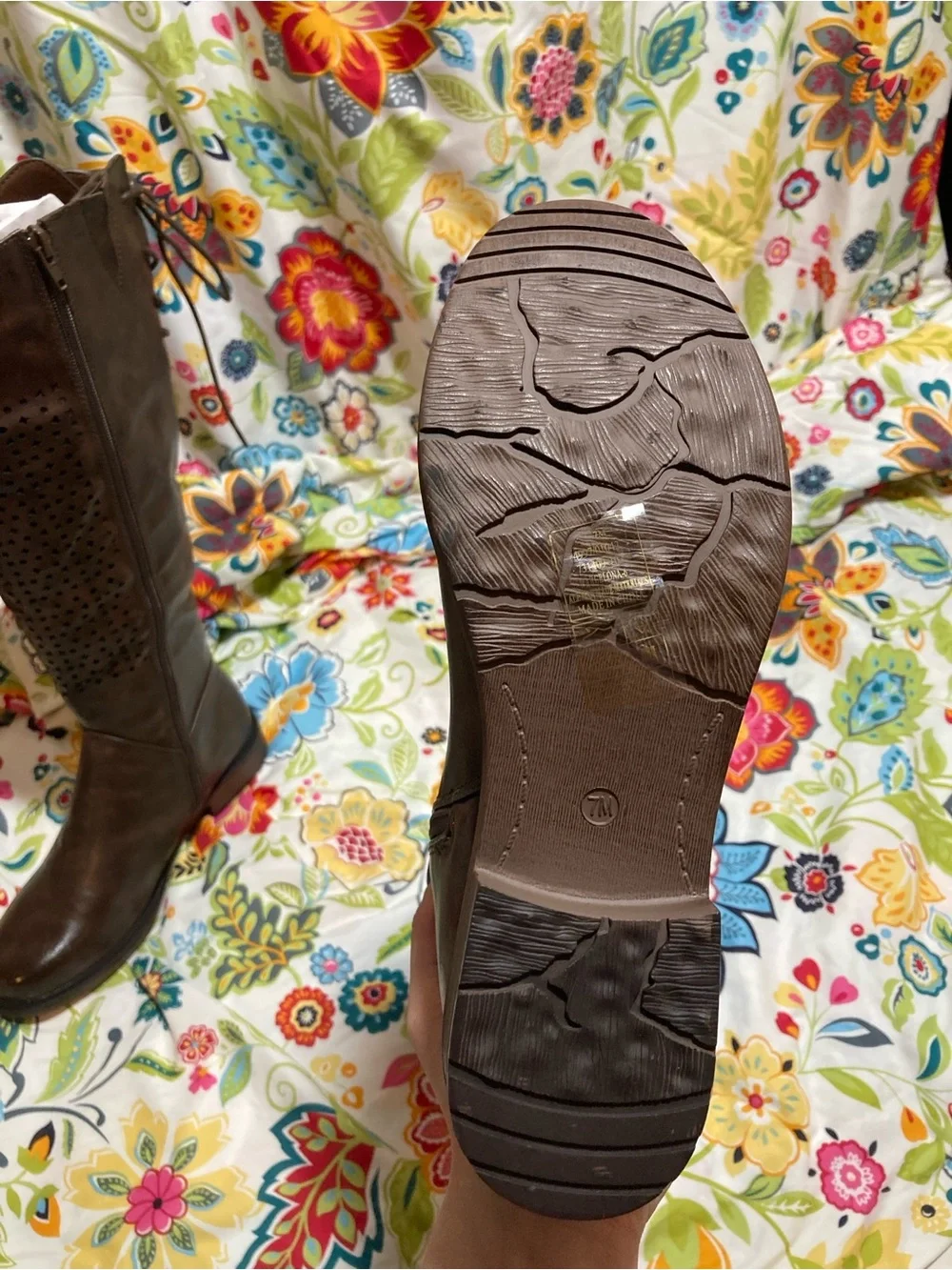 Valenti Franco Brown Barcelona Perforated Knee High Boots Size 7M